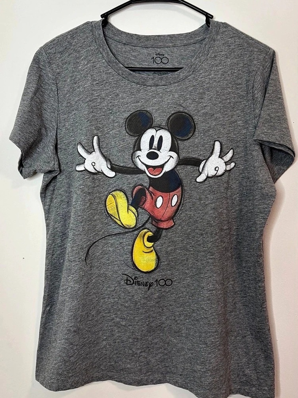 Disney 100 Mickey Mouse Sketch Graphic T-Shirt Sketch Graphic Tee Gray & Yellow